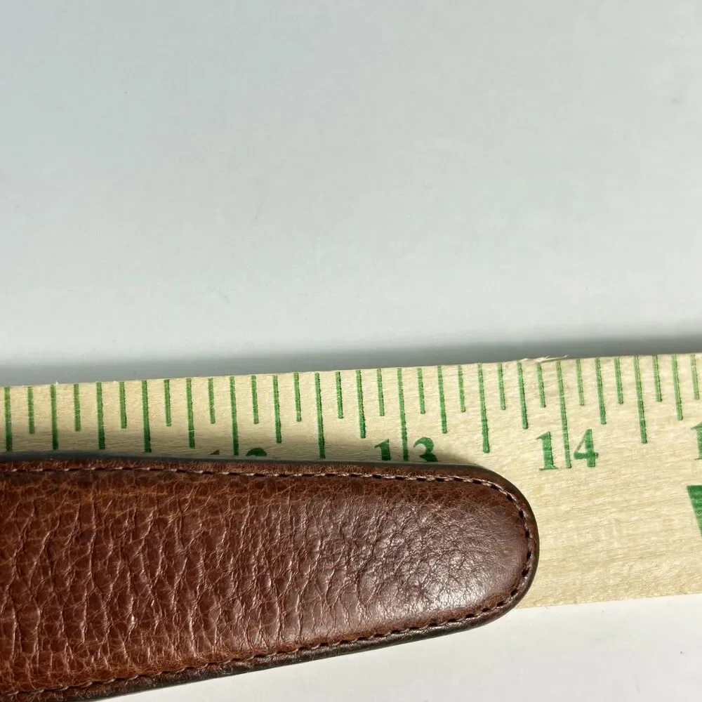 Brighton Men's Cognac Brown Pebble Grain Leather Silvertone Buckle Belt Size 44